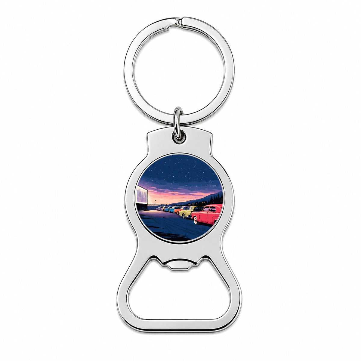 Drive-In Movie Night Bottle Opener Keychain