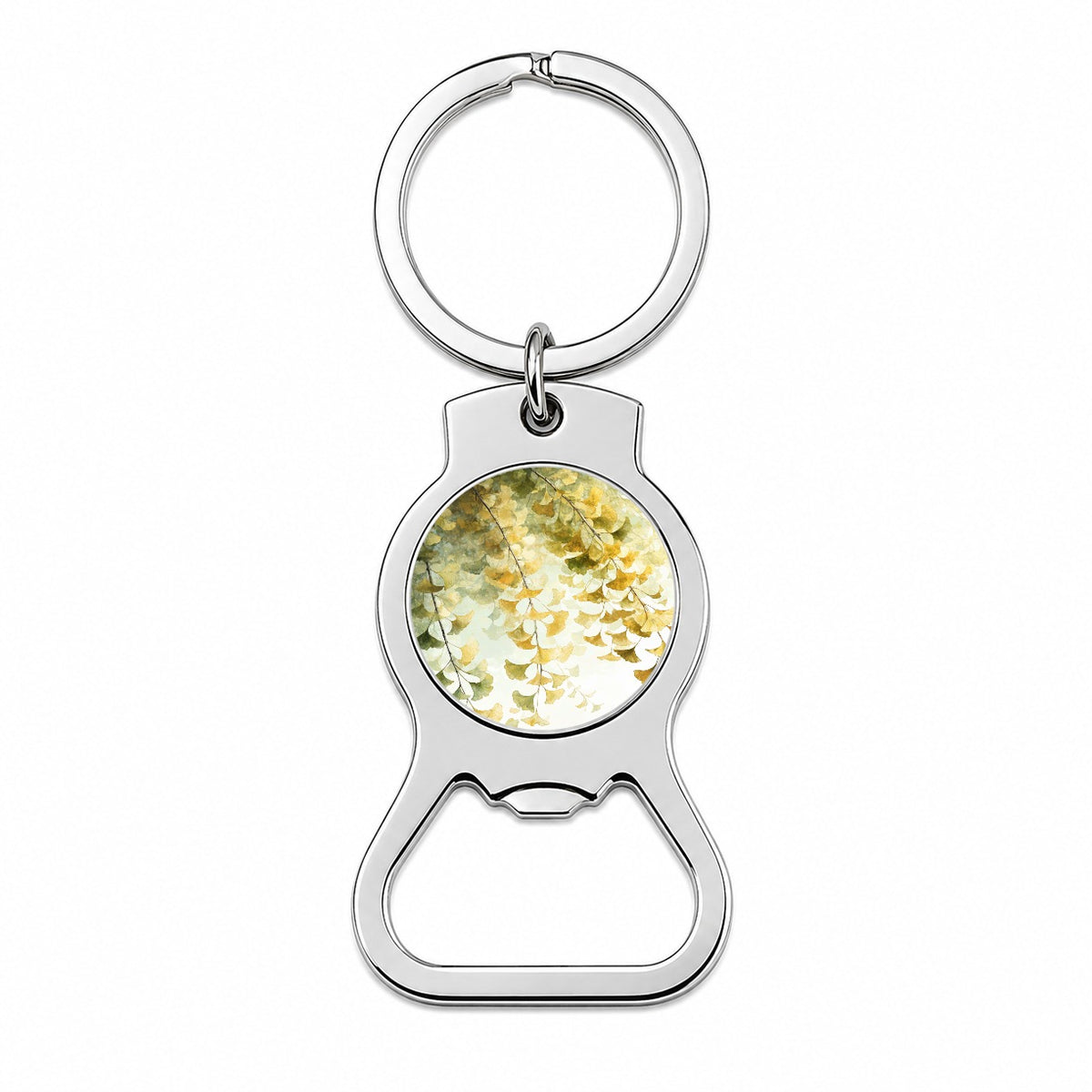 Elegant Ginkgo Leaves Bottle Opener Keychain