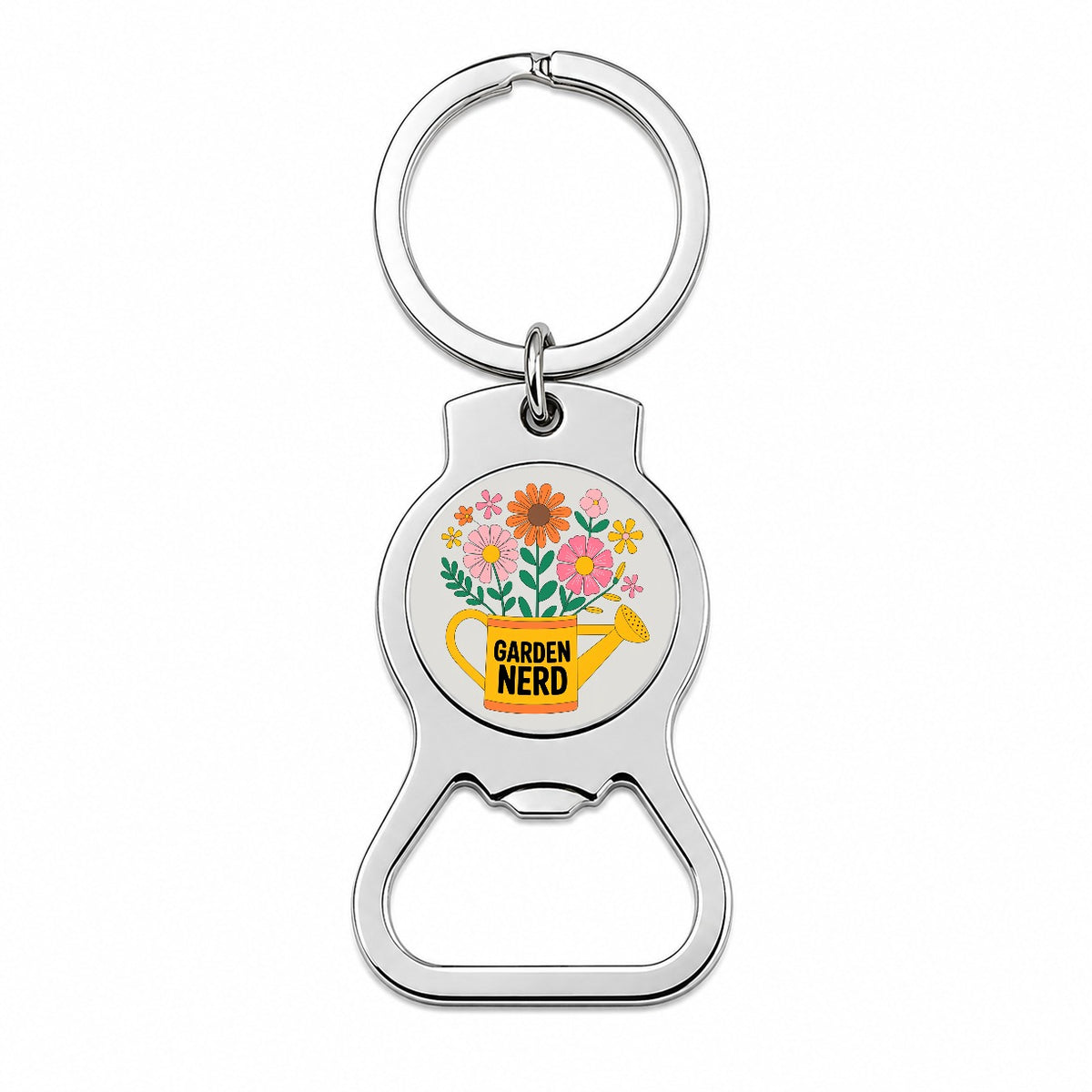 Garden Nerd Watering Can Flowers Bottle Opener Keychain