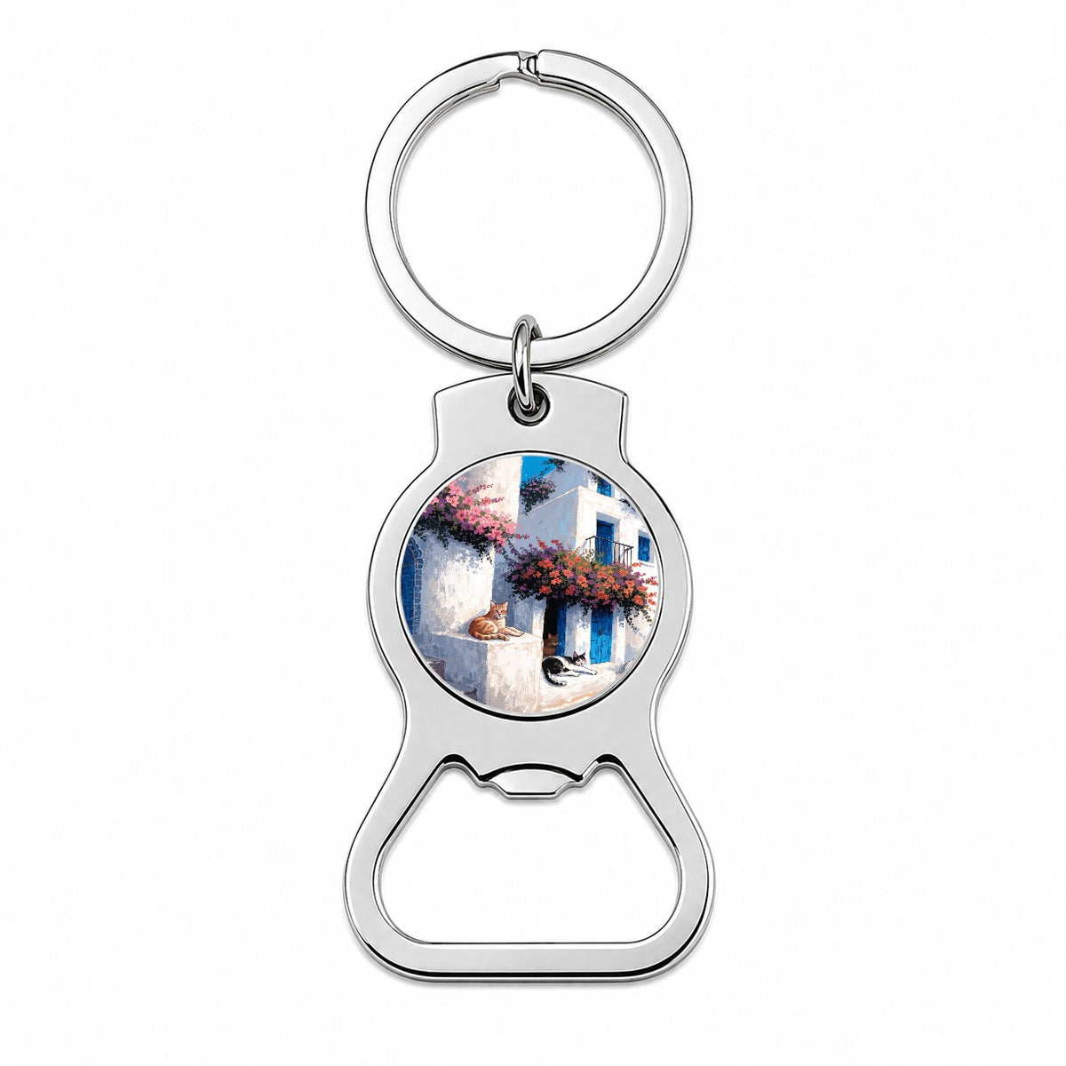 Greek Island Cats Bottle Opener Keychain