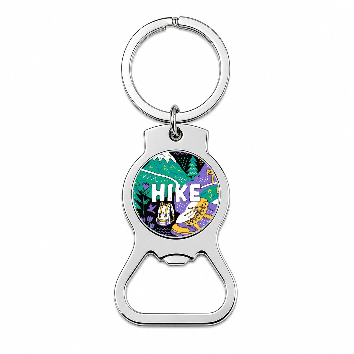 Hike Hiking Hiker Boot Bold Art Bottle Opener Keychain