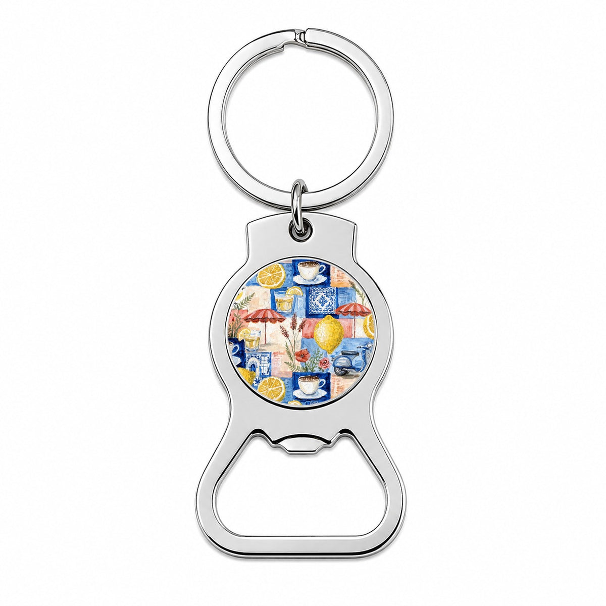 Italian Mediterranean Summer Lemons Bottle Opener Keychain