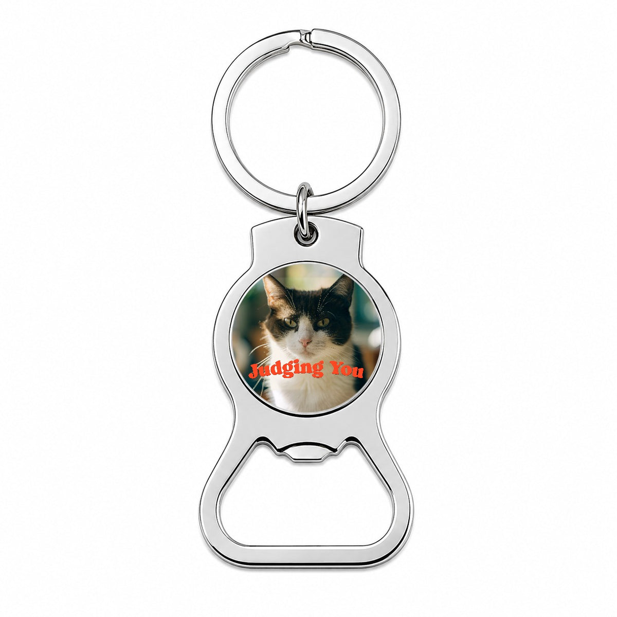 Judging You Cat Funny Bottle Opener Keychain