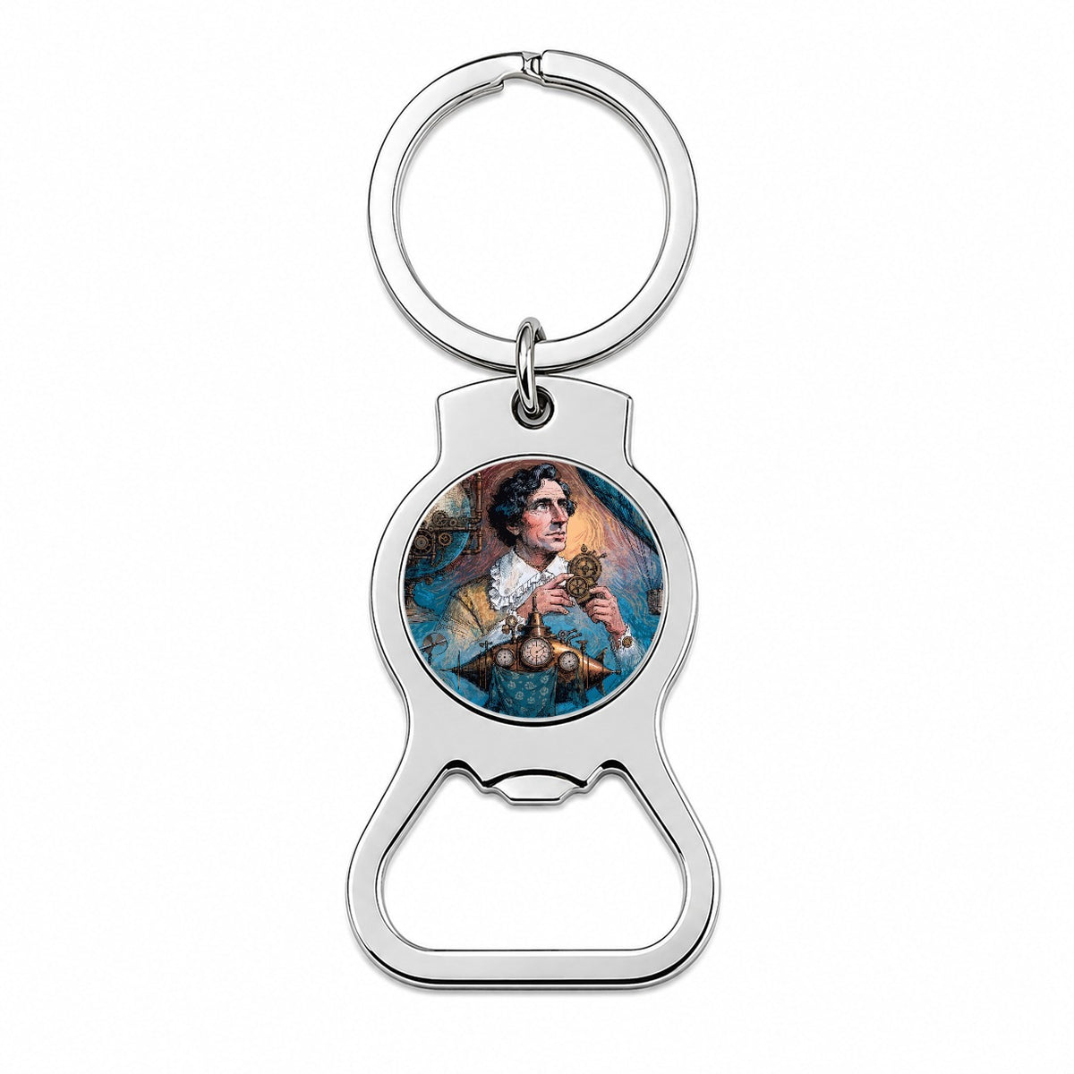 Jules Verne Author Bottle Opener Keychain