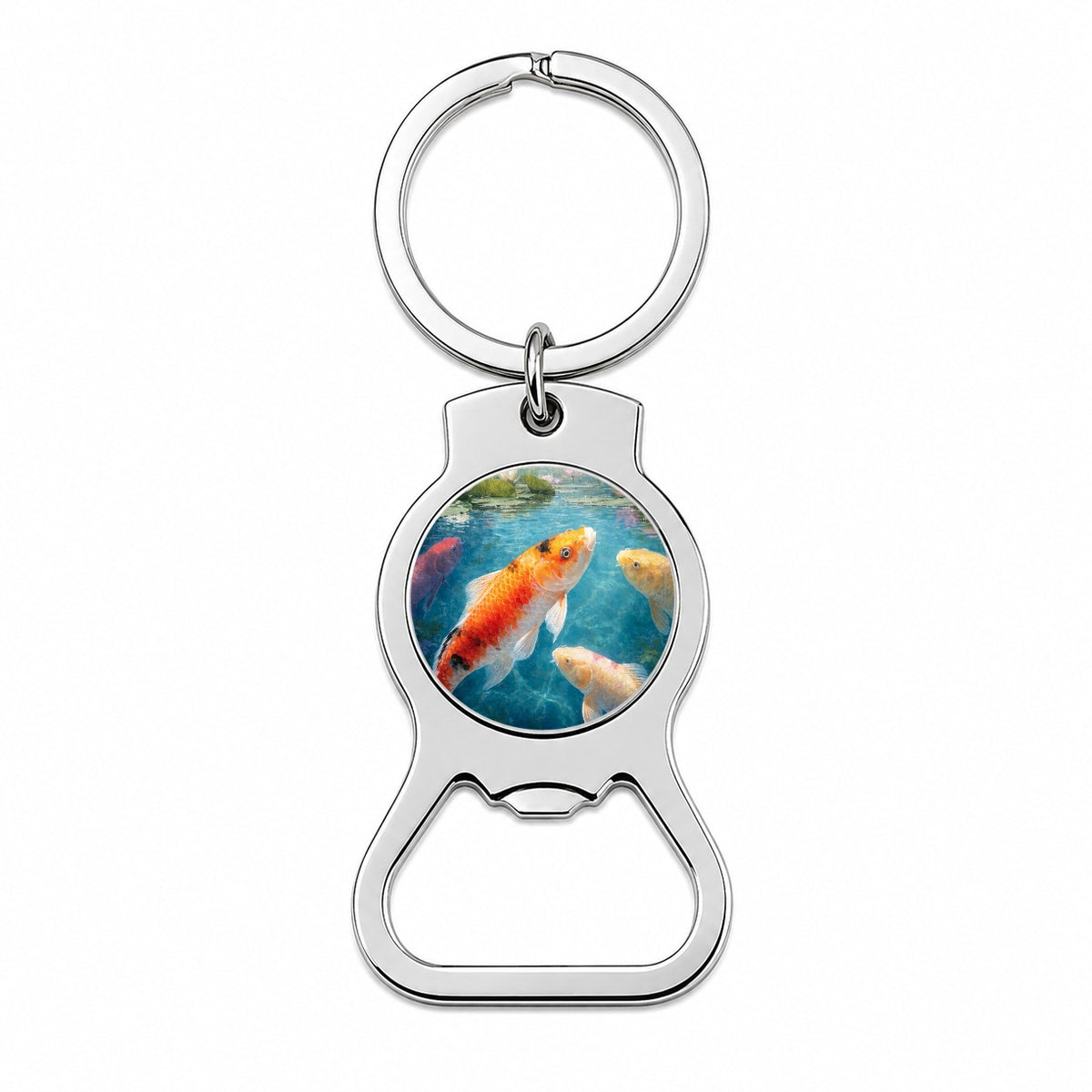 Koi Water Lily Pond Bottle Opener Keychain