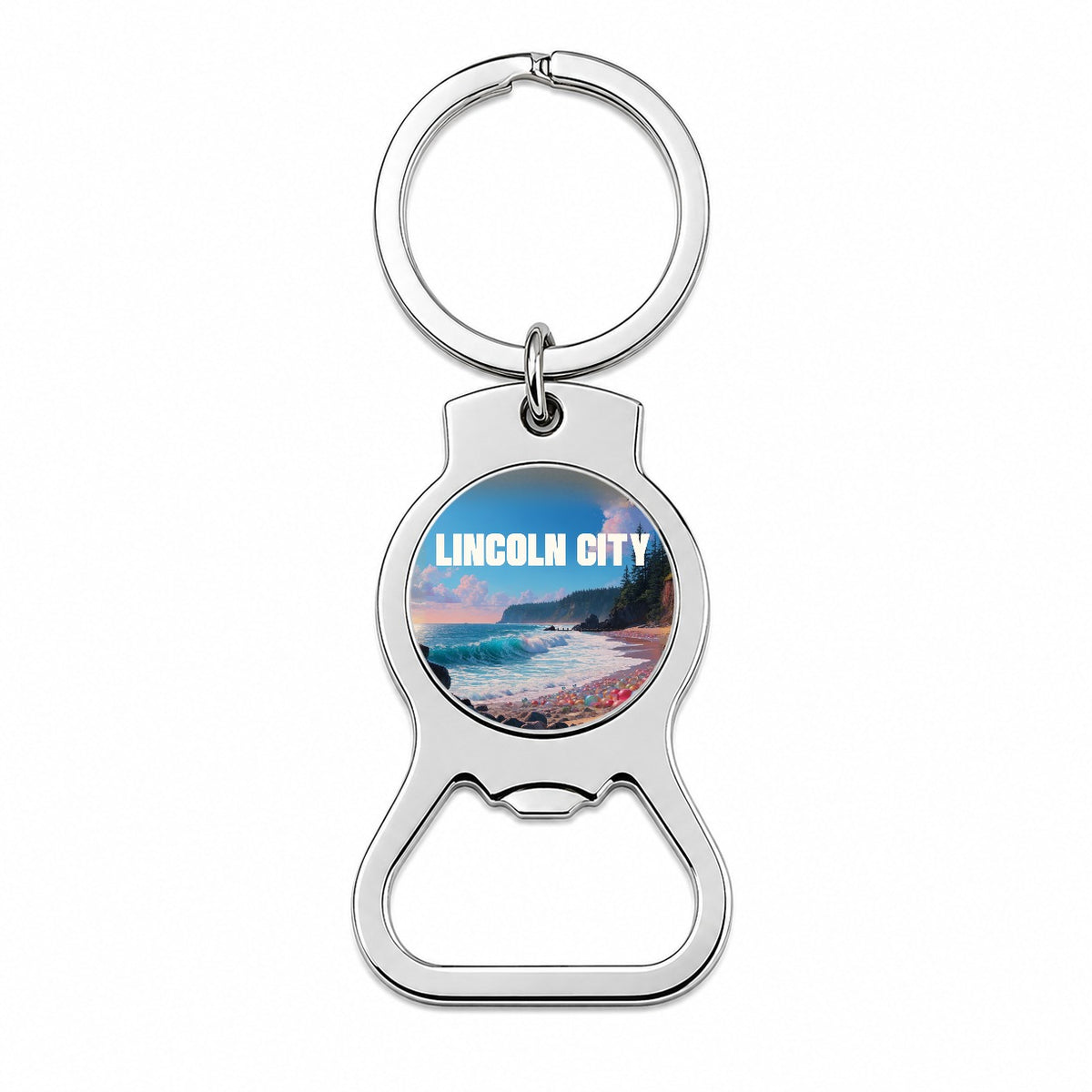 Lincoln City Oregon Travel Bottle Opener Keychain