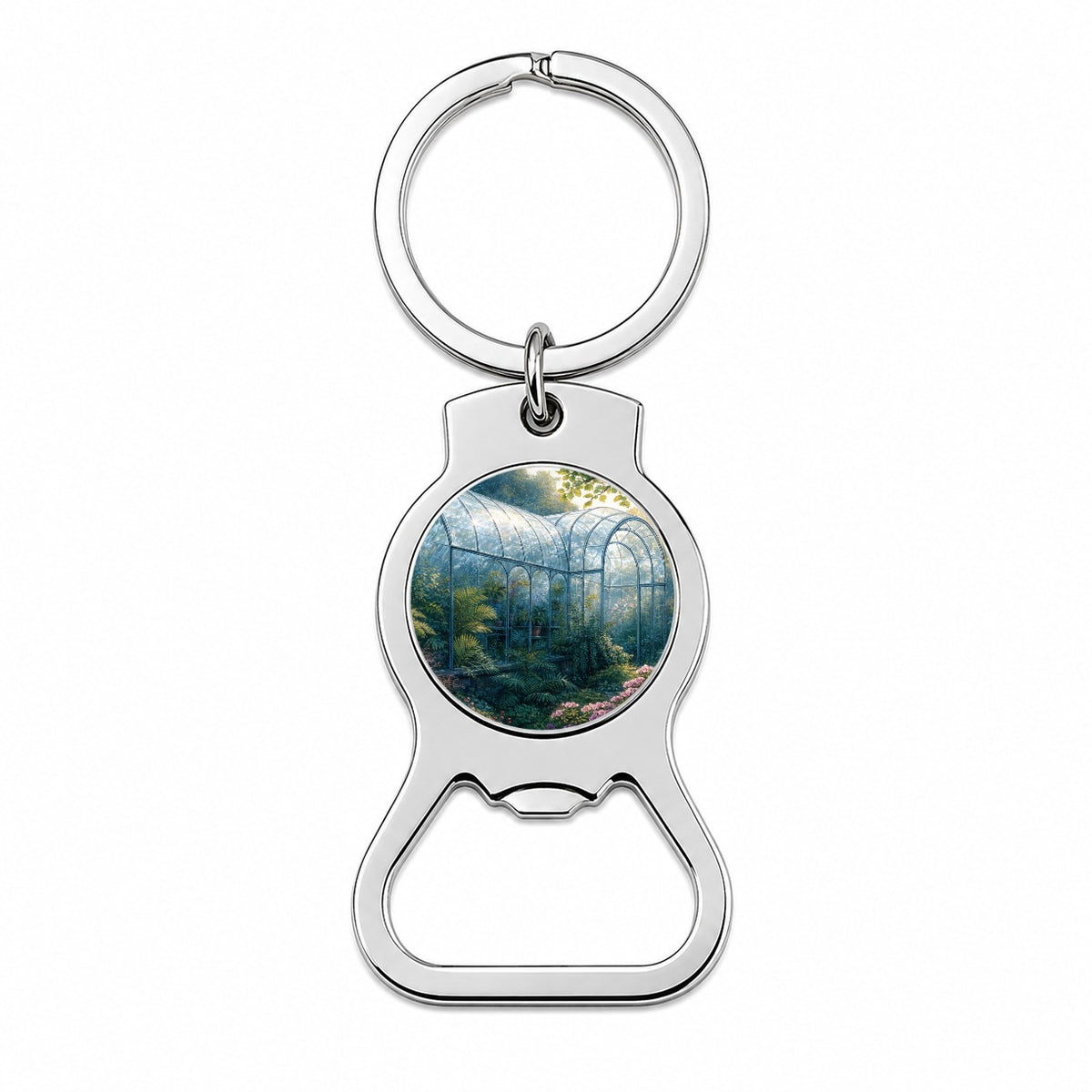 Lush Garden Glass Conservatory Bottle Opener Keychain