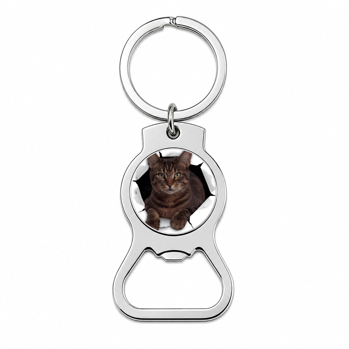 Manx Cat Breakout Bottle Opener Keychain