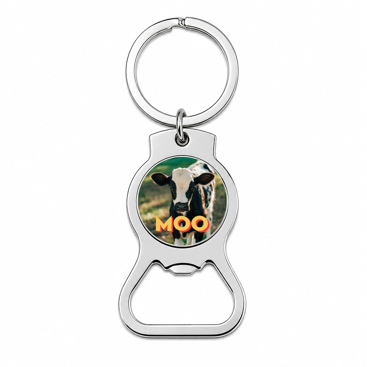 Moo Cow Funny Photo Bottle Opener Keychain