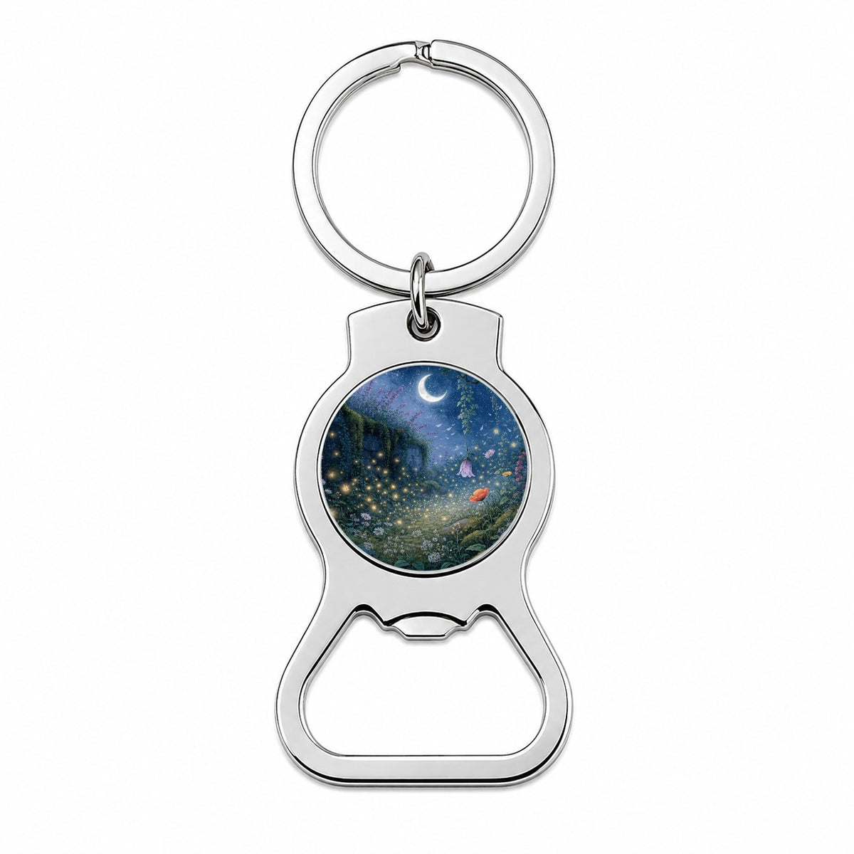 Moonlit Firefly Garden Bottle Opener Keychain