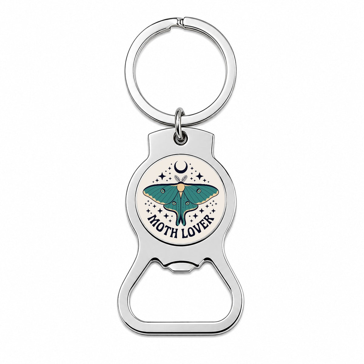 Moth Lover Luna Crescent Moon Bottle Opener Keychain