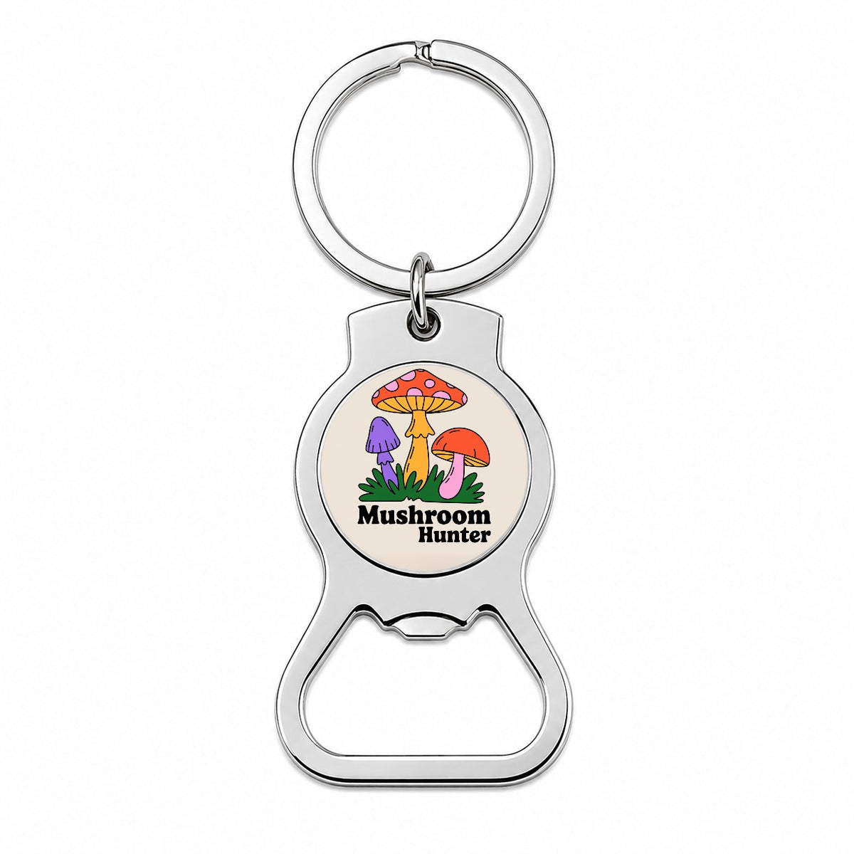 Mushroom Hunter Colorful Woodland Bottle Opener Keychain