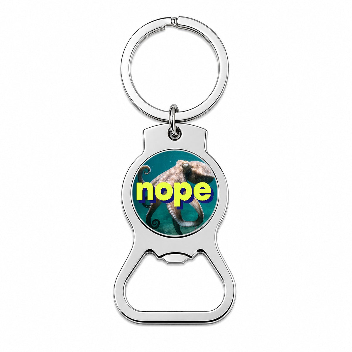 Nope Octopus Funny Bottle Opener Keychain
