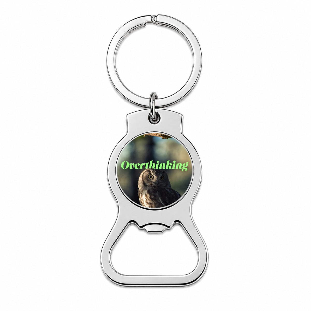 Overthinking Owl Funny Bottle Opener Keychain