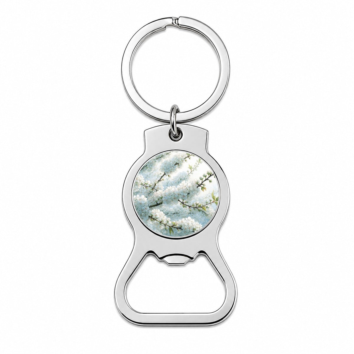 Pear Blossom Branches Bottle Opener Keychain