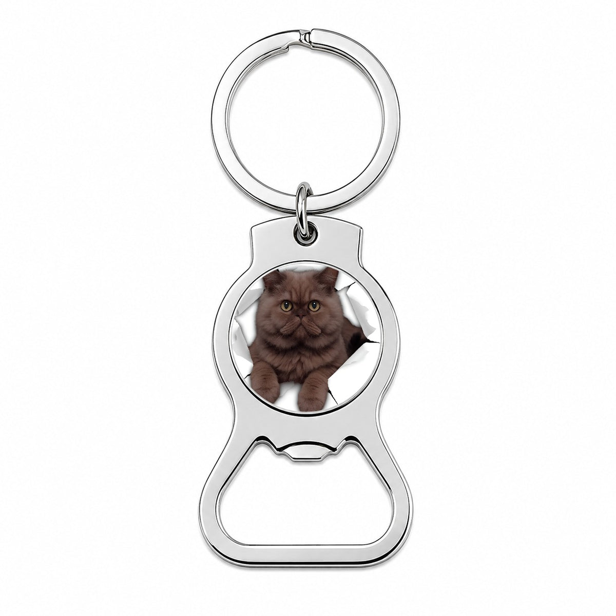 Persian Cat Breakout Bottle Opener Keychain