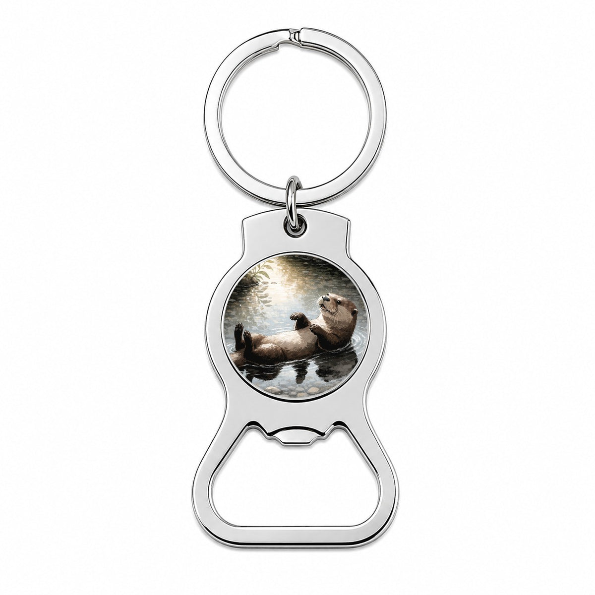Playful River Otter Bottle Opener Keychain