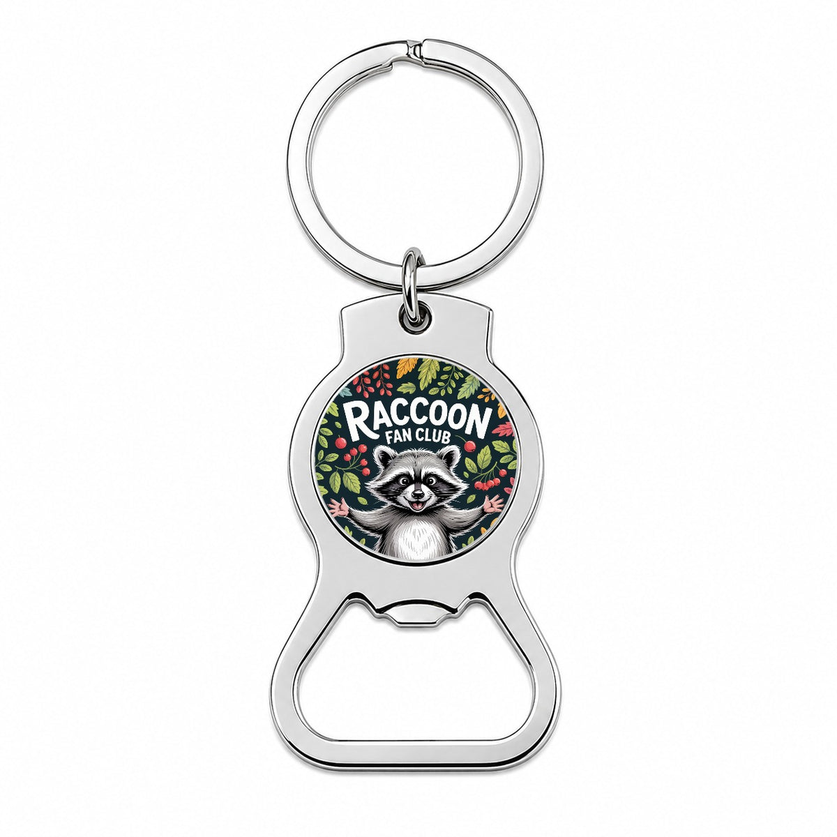Raccoon Fan Club Mischievous Bottle Opener Keychain