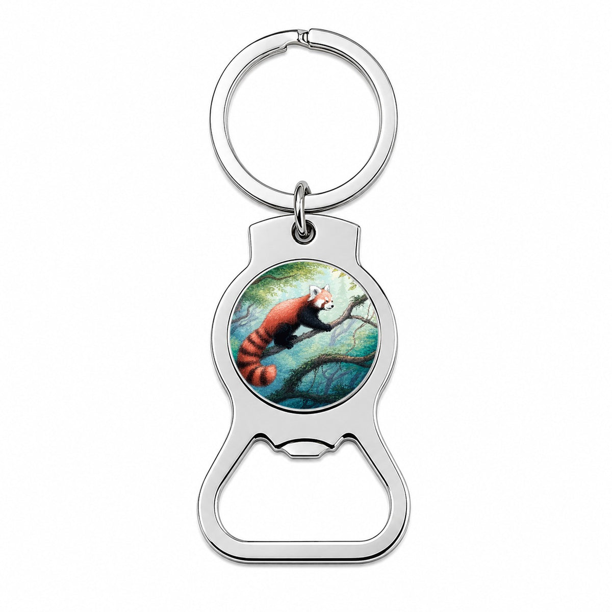 Red Panda Forest Bottle Opener Keychain