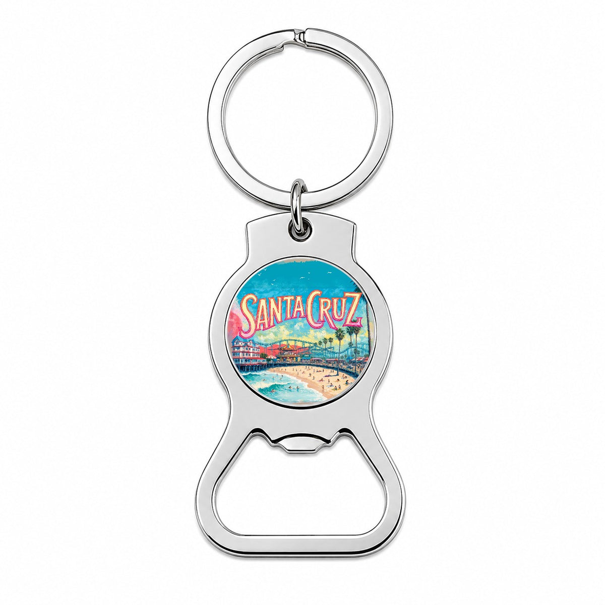 Santa Cruz California Travel Boardwalk Bottle Opener Keychain