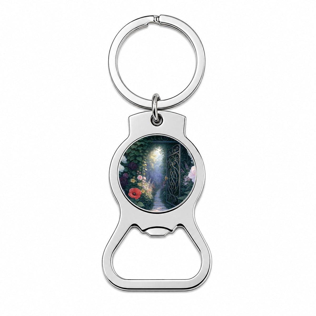 Secret Flower Garden Gate Bottle Opener Keychain