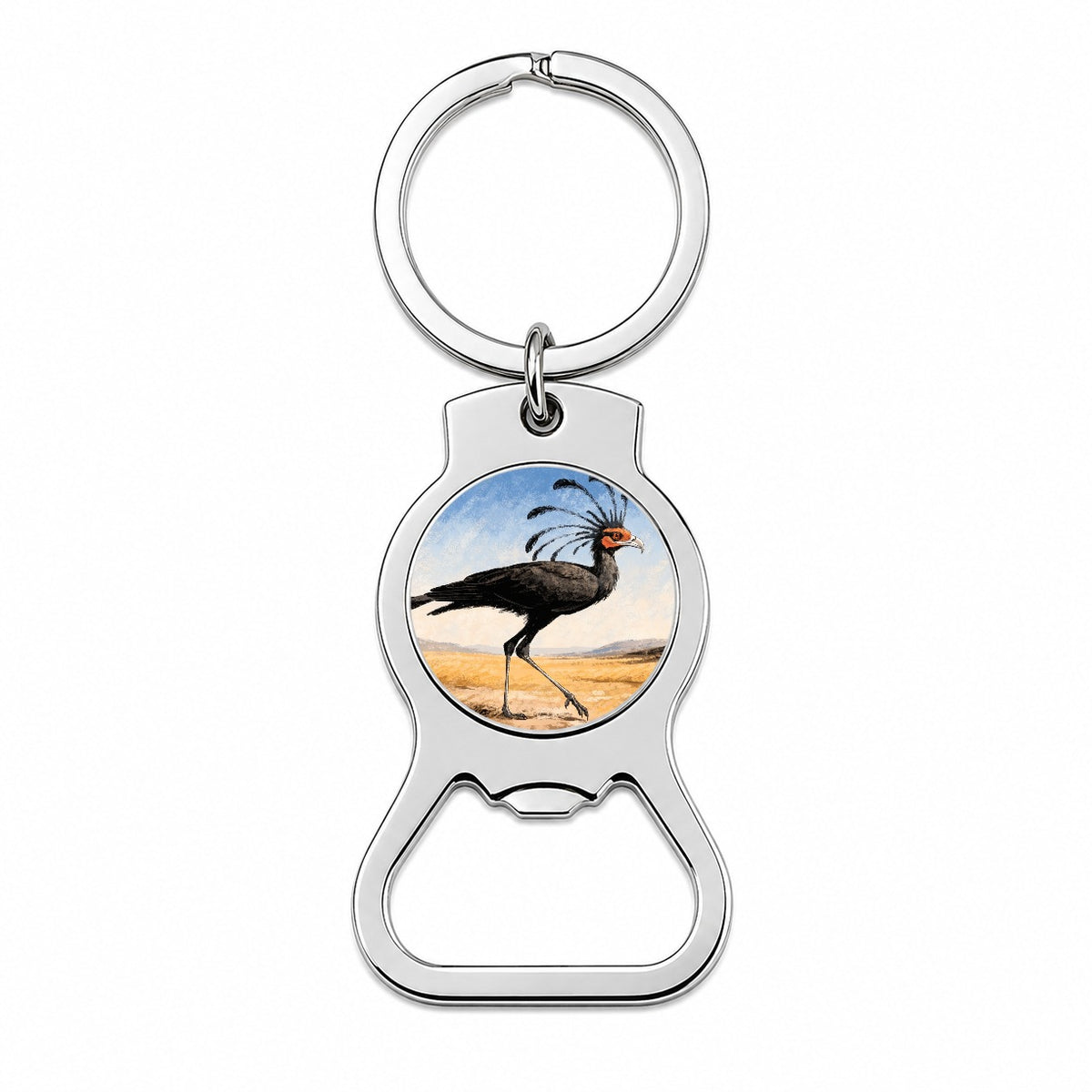 Secretary Bird Savanna Bottle Opener Keychain