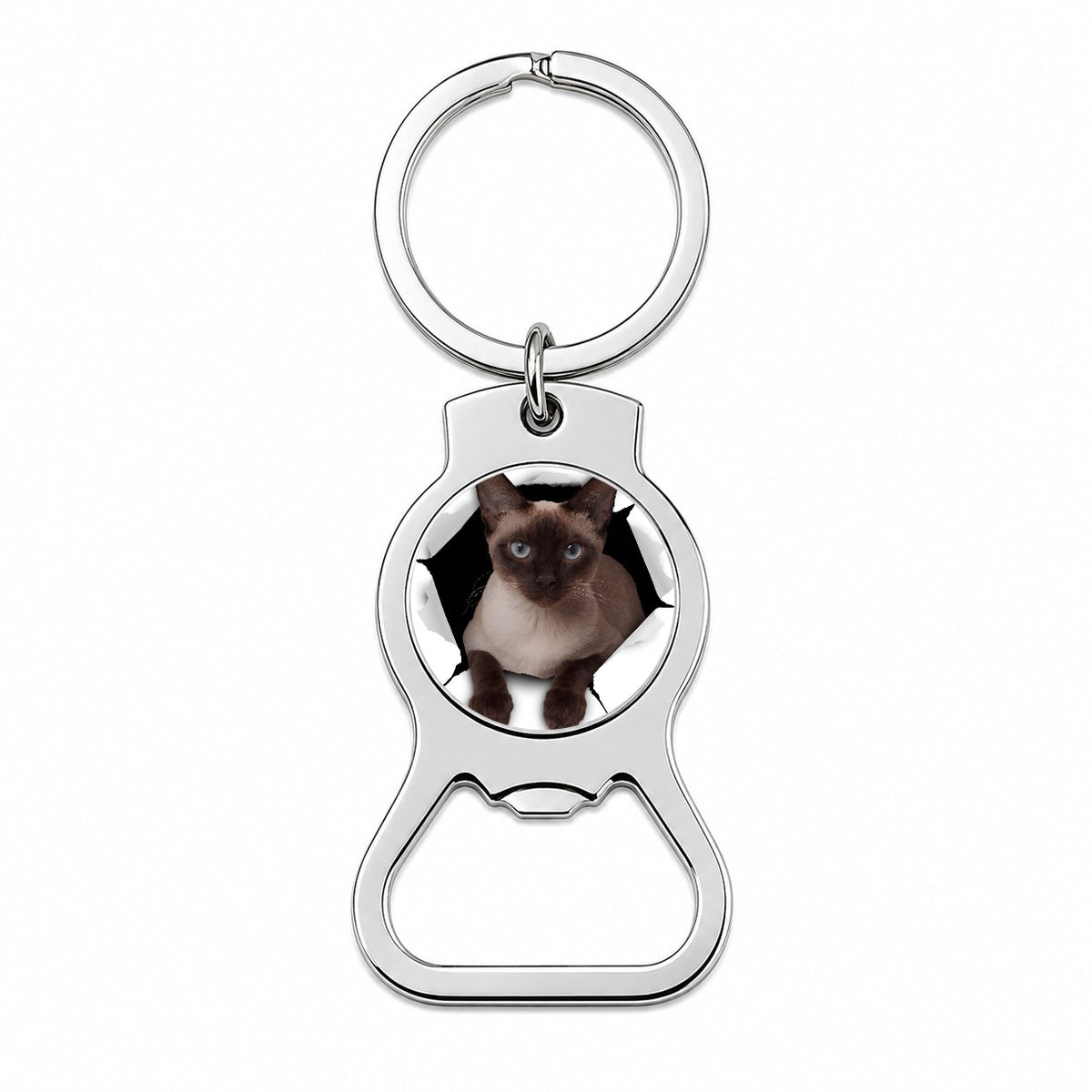 Siamese Cat Breakout Bottle Opener Keychain