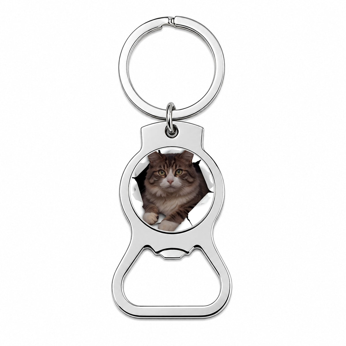 Siberian Cat Breakout Bottle Opener Keychain