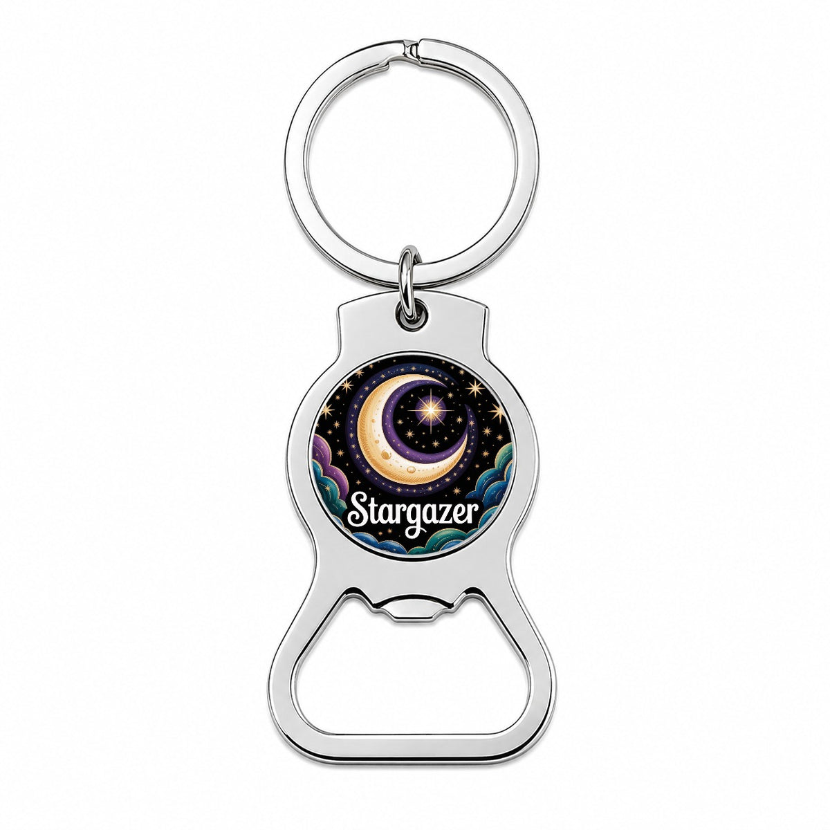 Stargazer Large Crescent Moon Bottle Opener Keychain