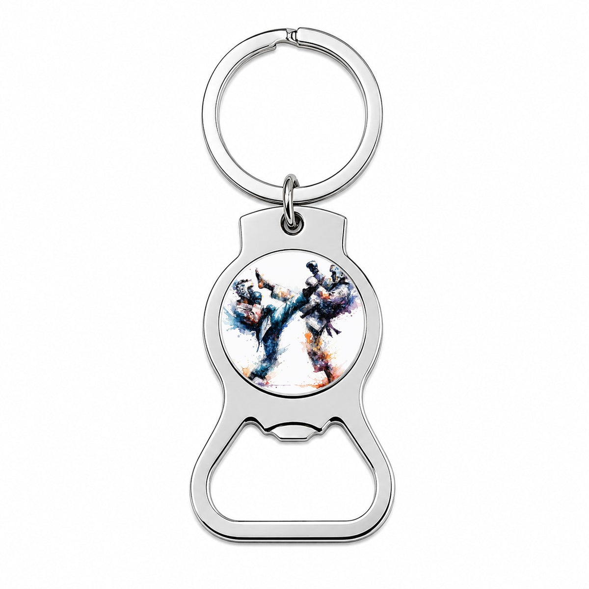 Taekwondo Karate Black Belt Sparring Bottle Opener Keychain