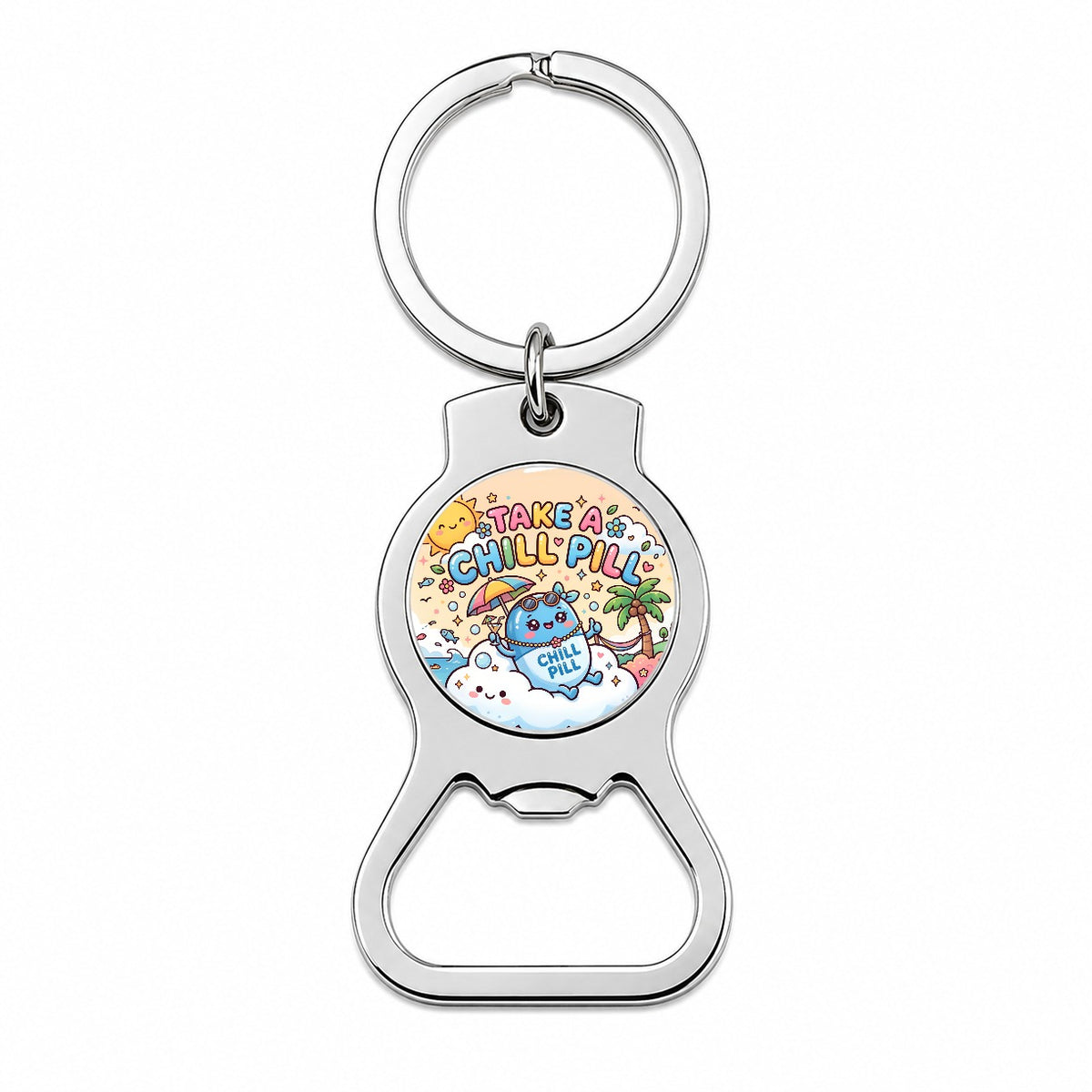 Take Chill Pill Cute Bottle Opener Keychain