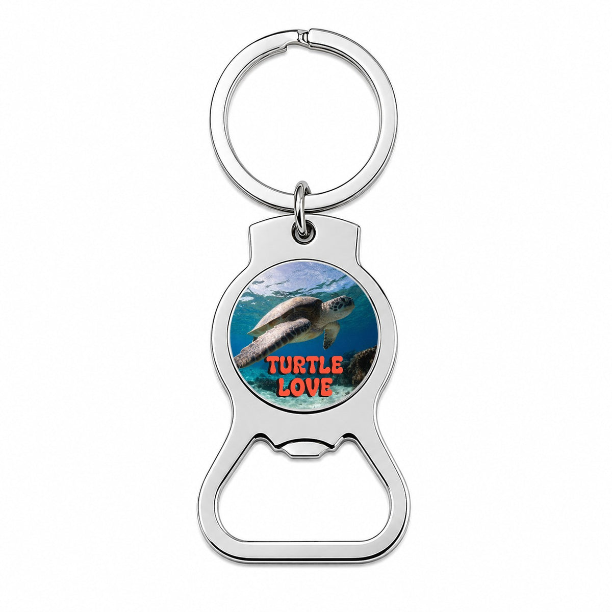 Turtle Love Swimming Fun Bottle Opener Keychain