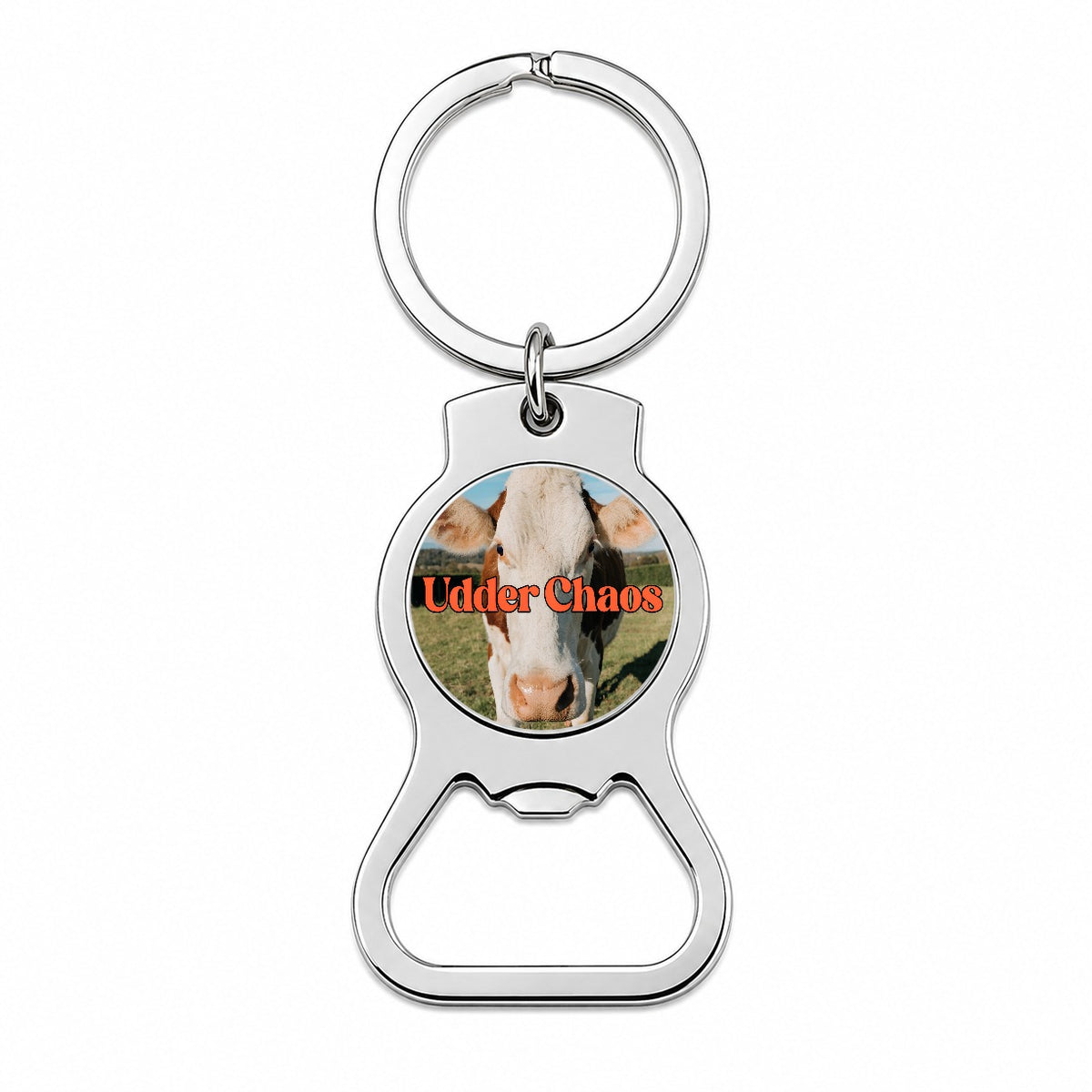 Udder Chaos Cow Funny Bottle Opener Keychain