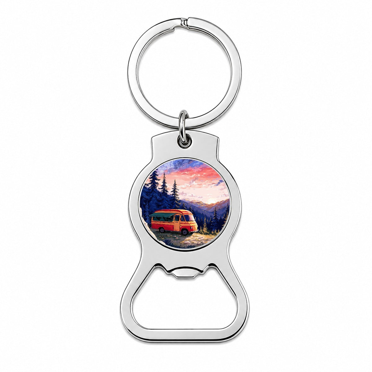 Vintage Camper Adventure Bottle Opener Keychain
