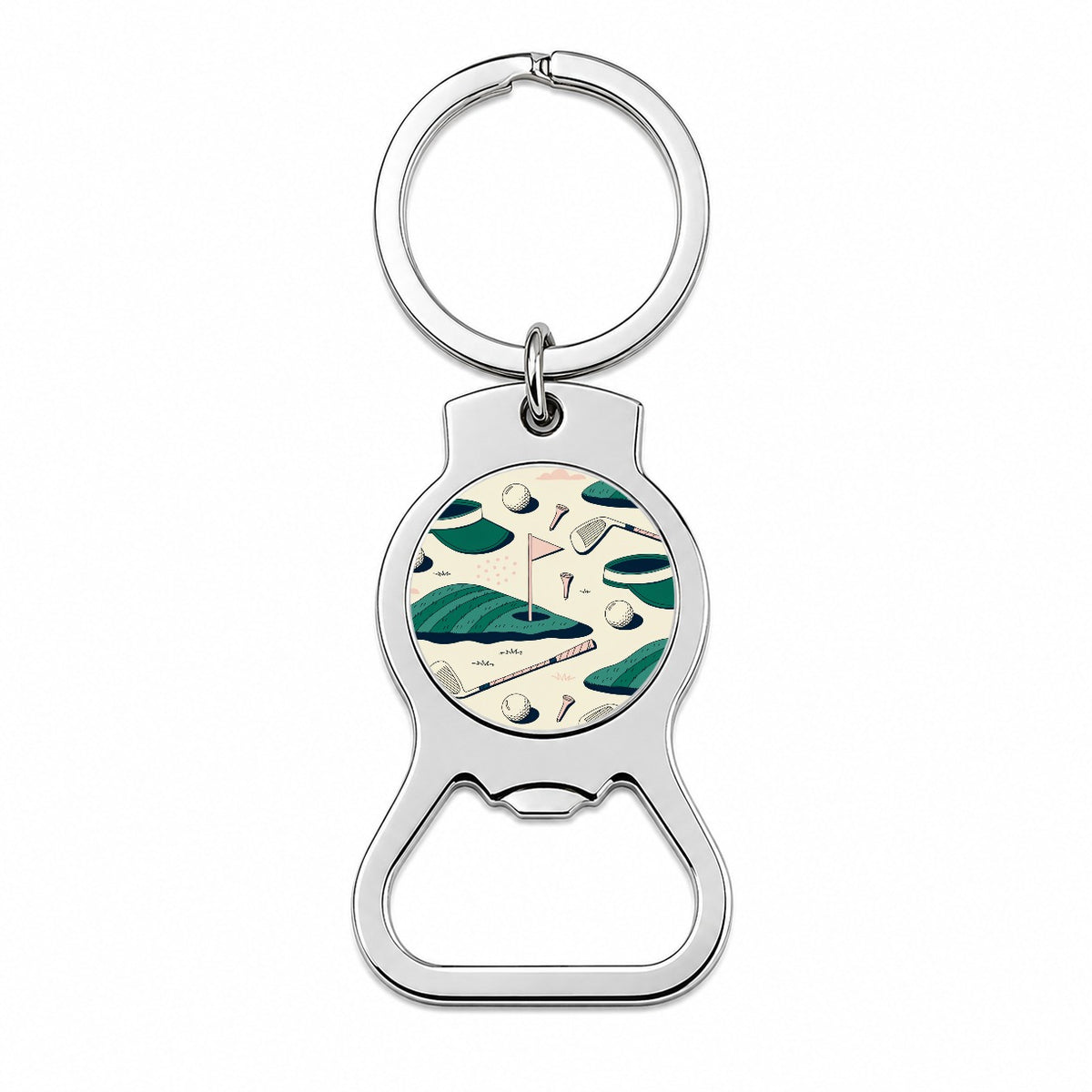 Vintage Golf Clubs Balls Bottle Opener Keychain
