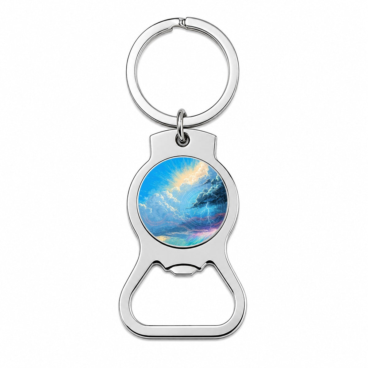 Weather Stormy Sky Lightning Bottle Opener Keychain