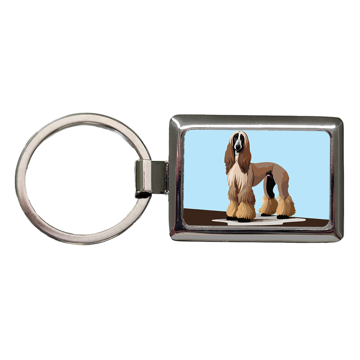 Afghan Hound Dog Standing Rectangle Metal Keychain