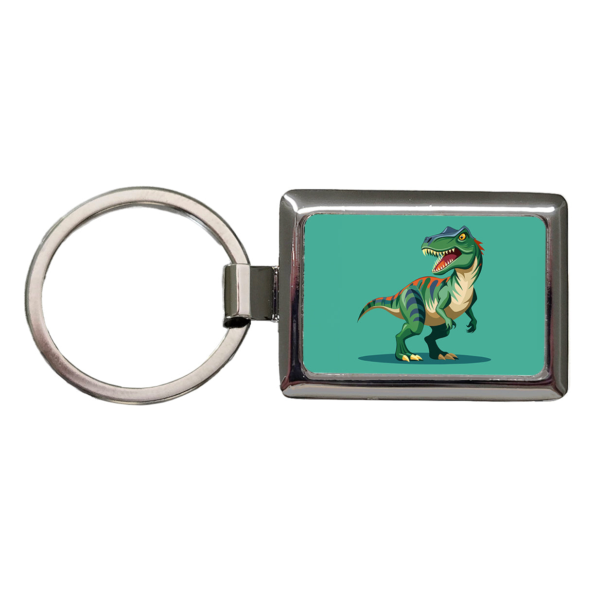 Allosaurus Dinosaur Rectangle Metal Keychain
