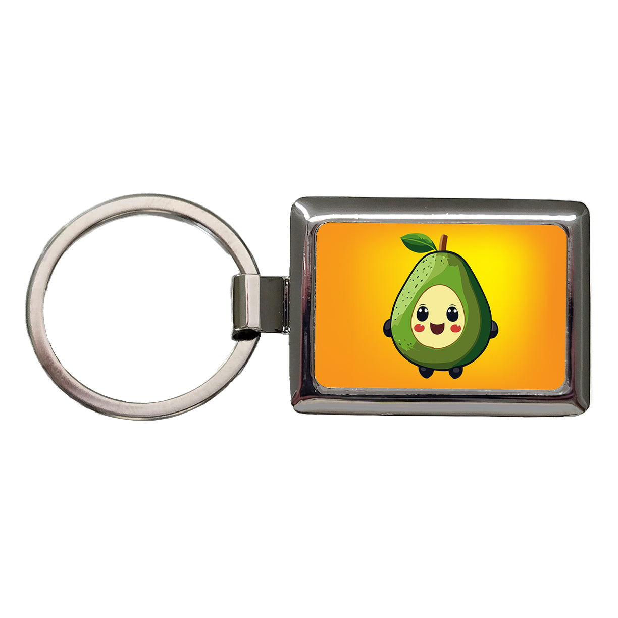Avocado Smiling Funny Rectangle Metal Keychain