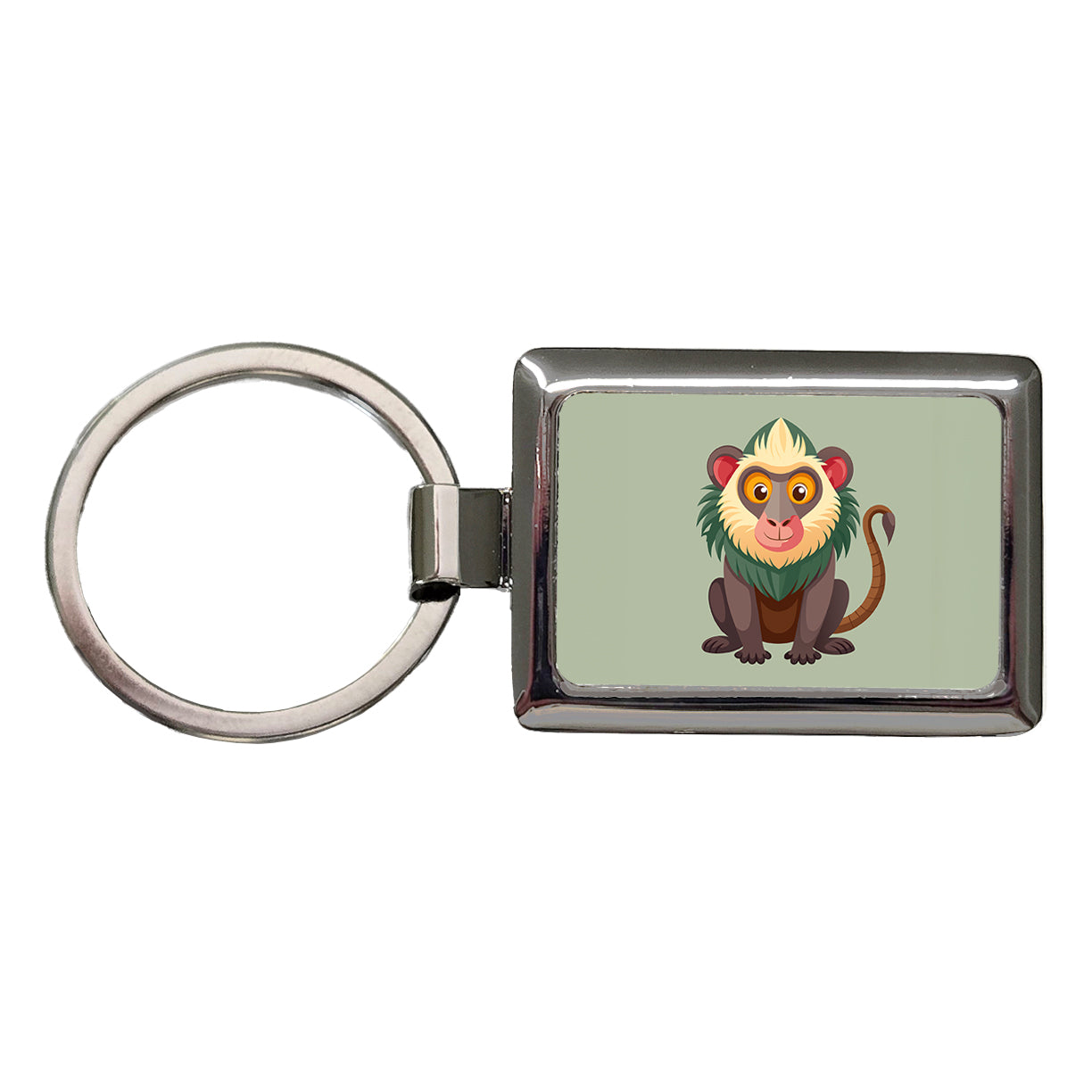 Baboon Cute Rectangle Metal Keychain