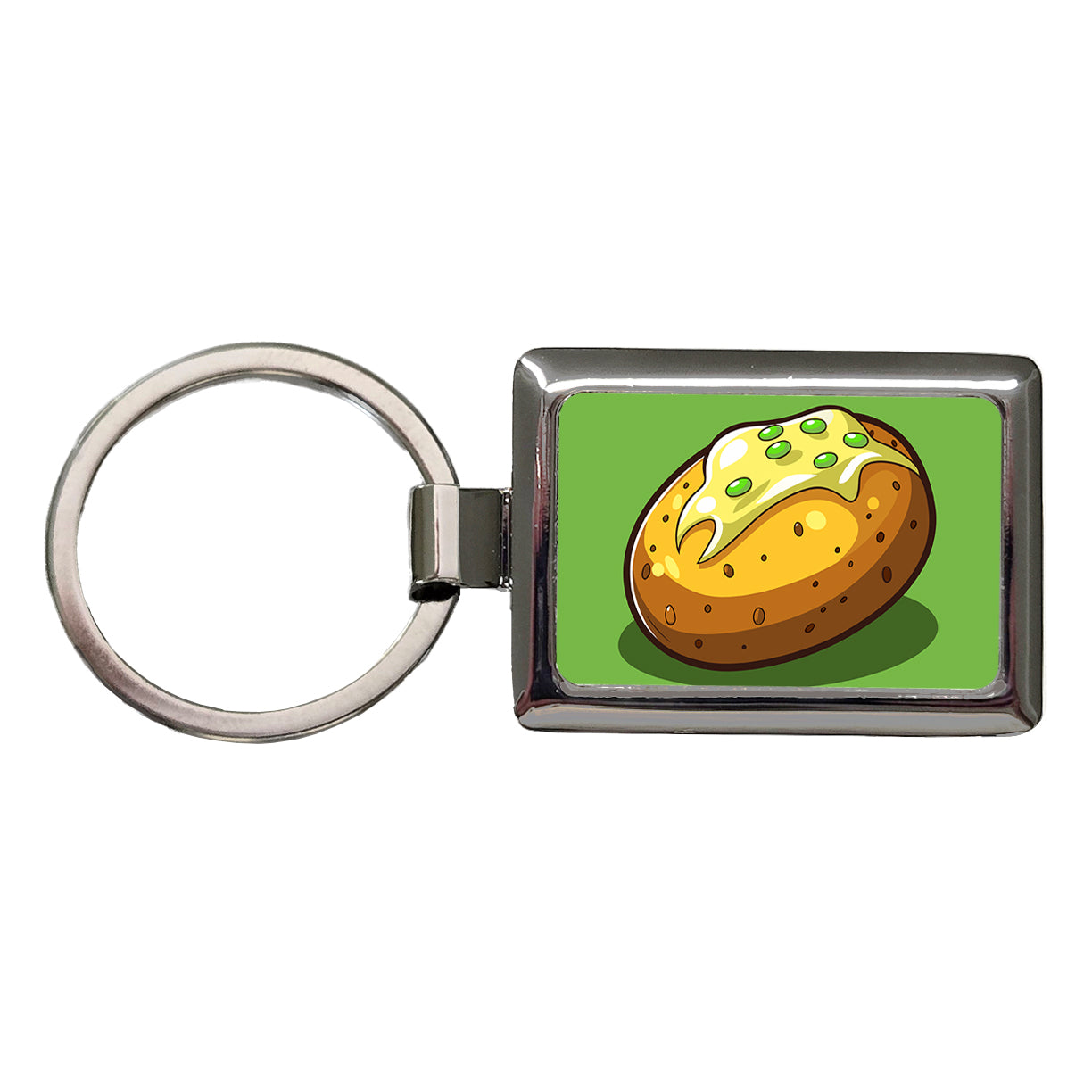 Baked Potato with Butter Rectangle Metal Keychain