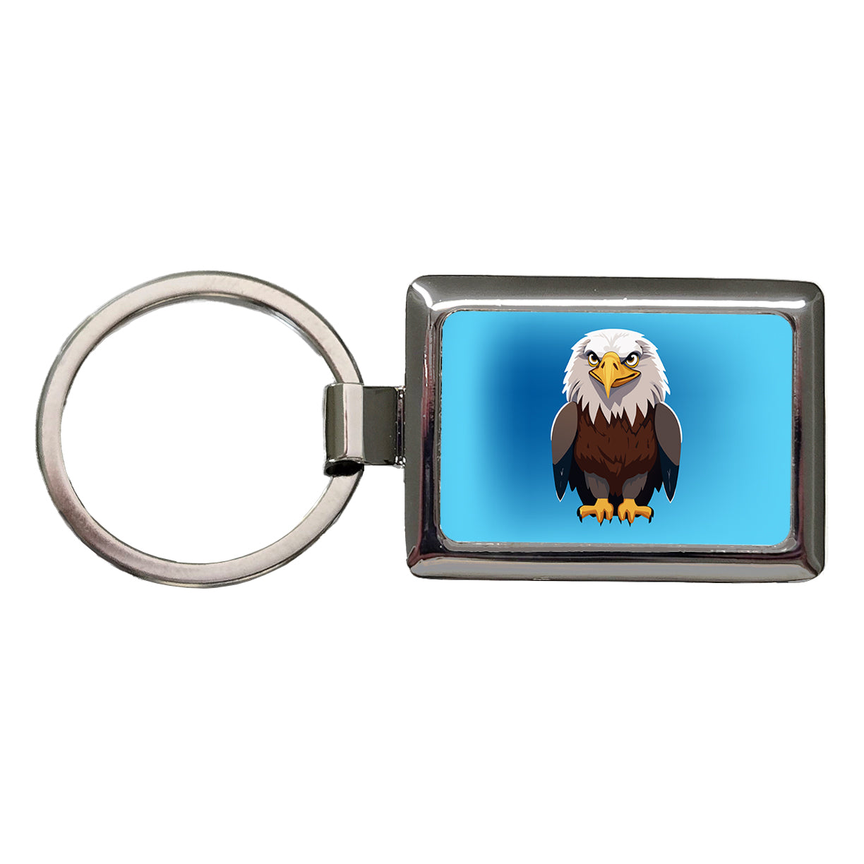 Bald Eagle Standing Rectangle Metal Keychain