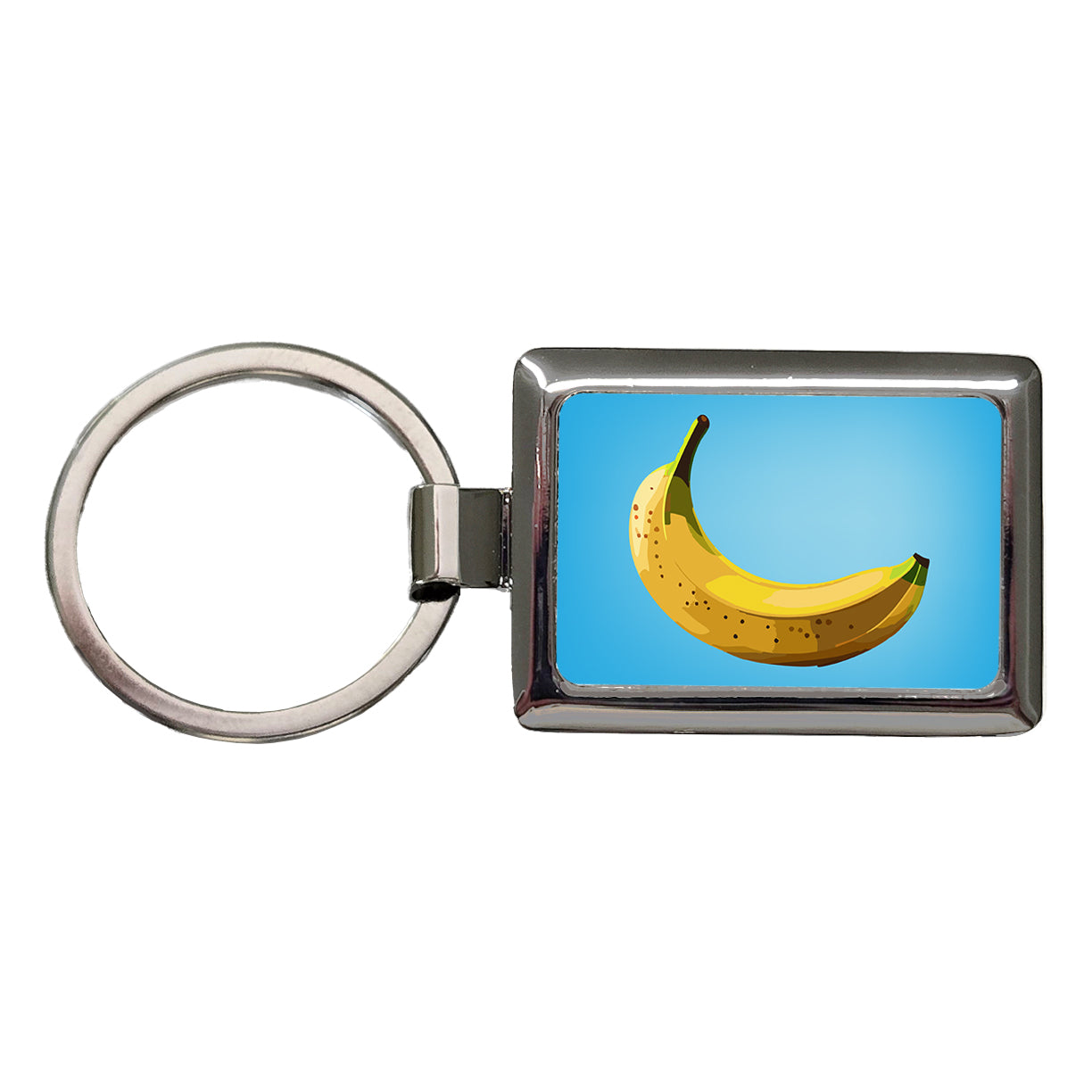 Banana Single Fruit Rectangle Metal Keychain