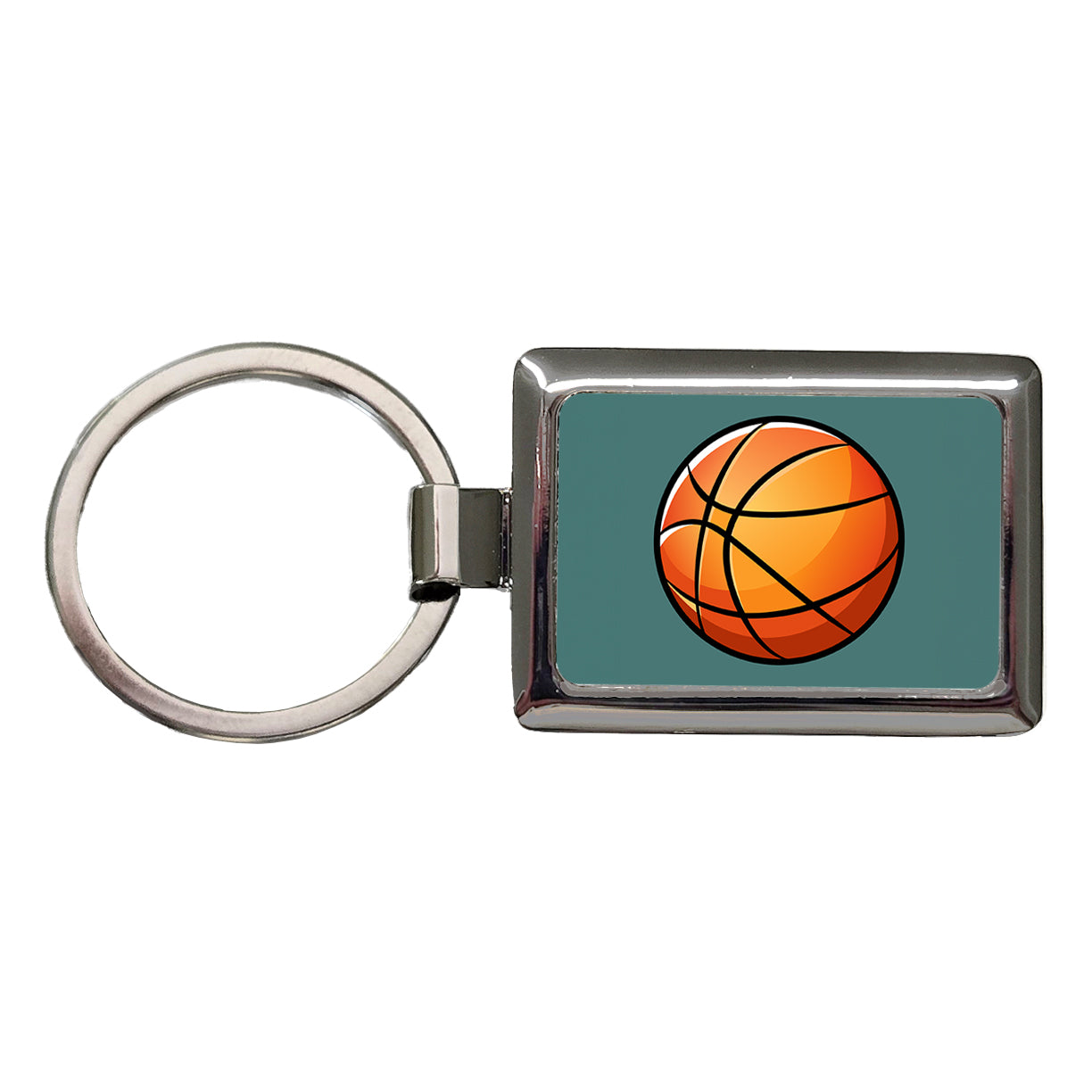 Basketball Ball Sport Rectangle Metal Keychain