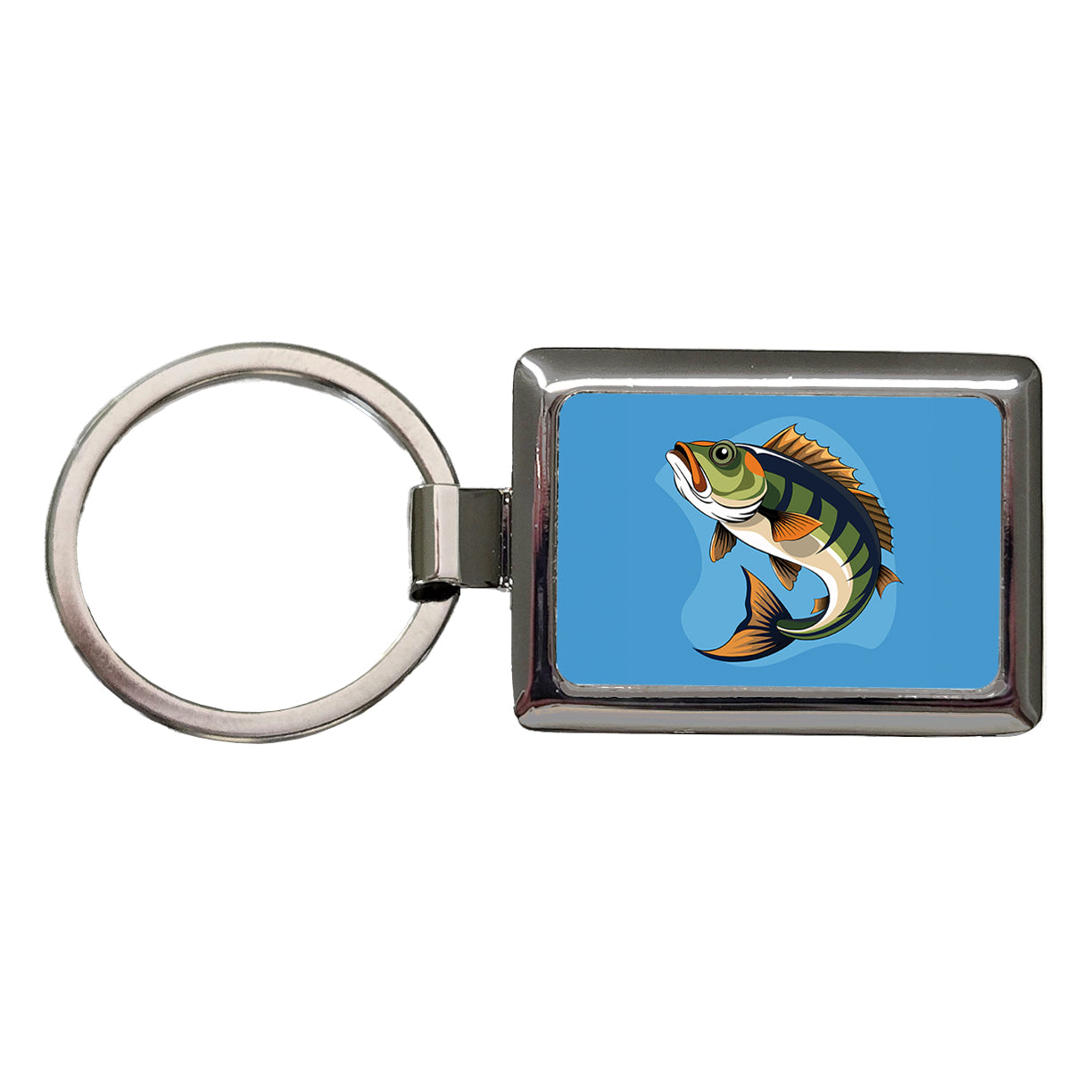 Bass Fish Fishing Rectangle Metal Keychain