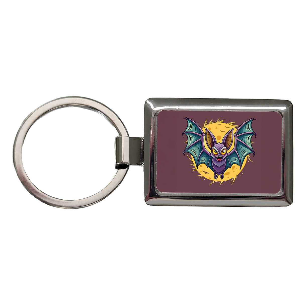 Bat Flying Halloween Spooky Rectangle Metal Keychain