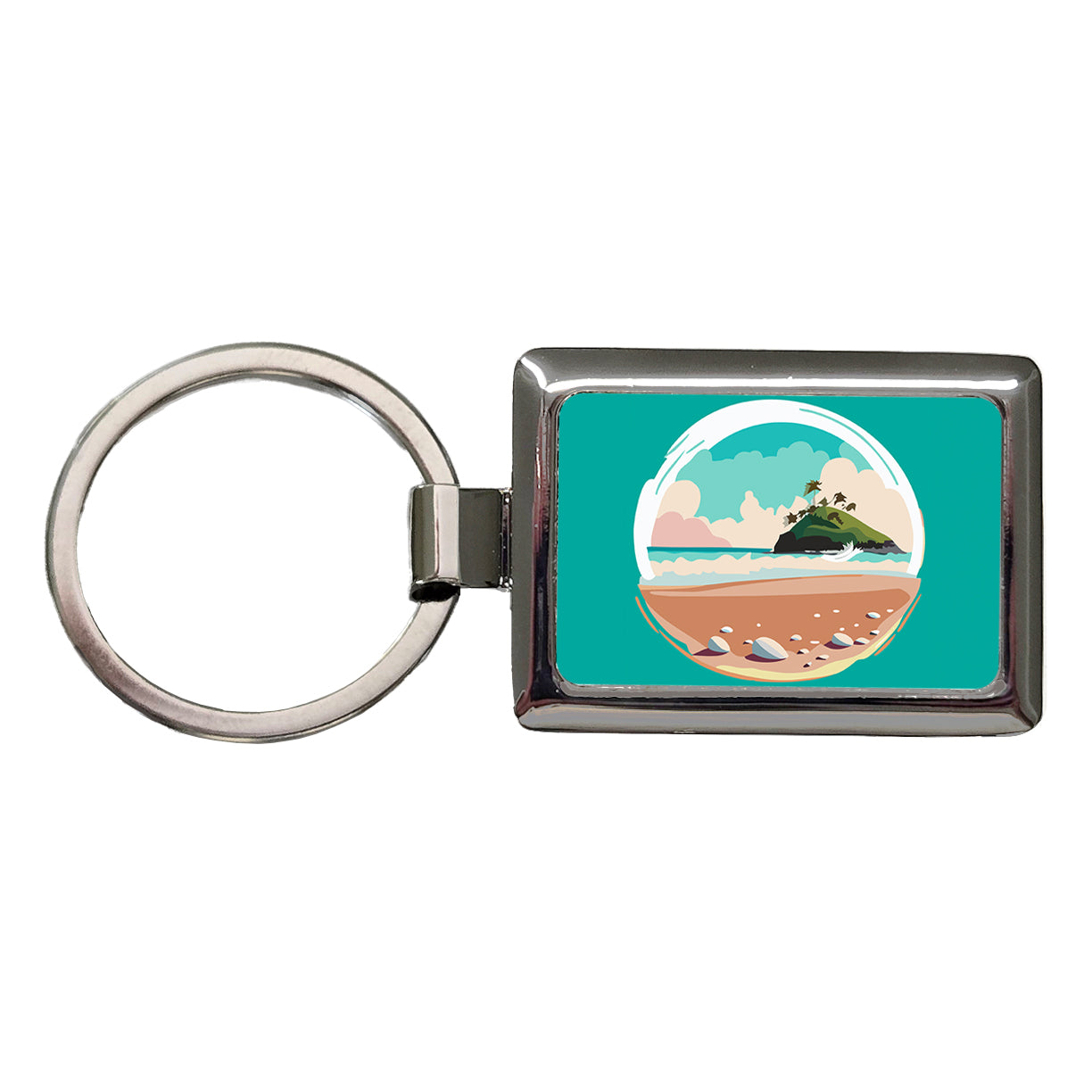 Beach Ocean Paradise Tropical Island Vacation Travel Rectangle Metal Keychain