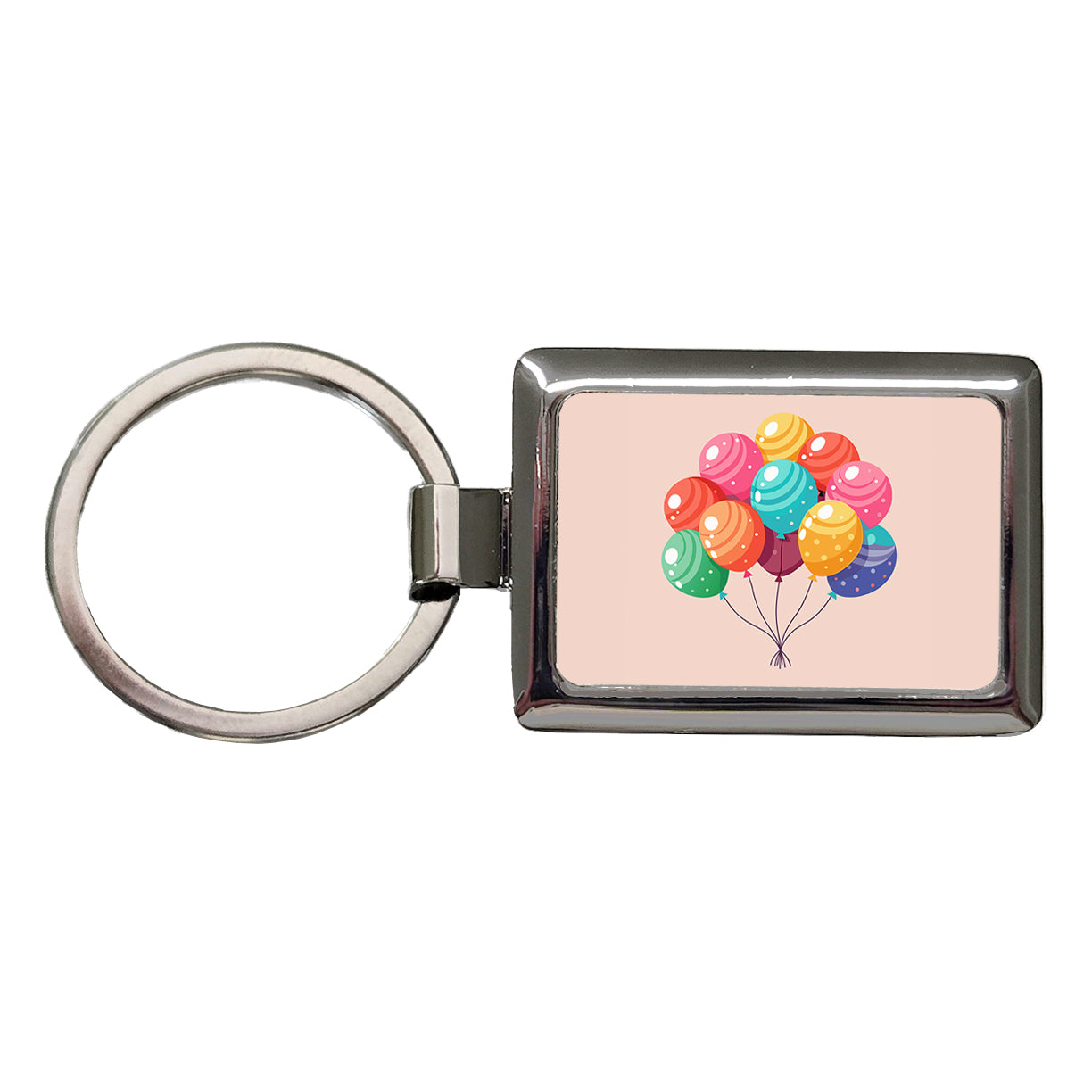 Birthday Balloons Happy Rectangle Metal Keychain