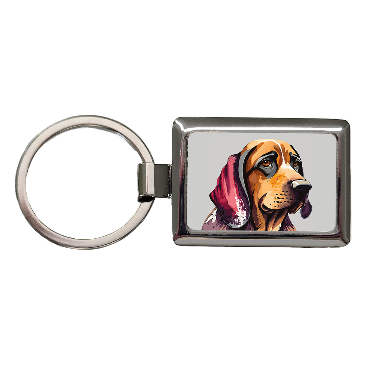 Bloodhound Dog Watercolor Rectangle Metal Keychain