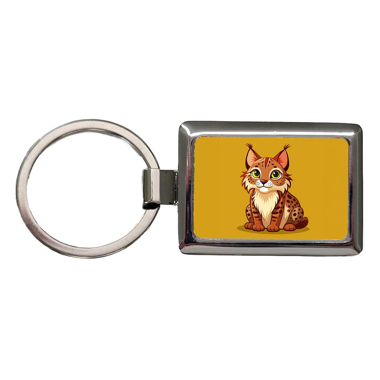 Bobcat Cute Rectangle Metal Keychain